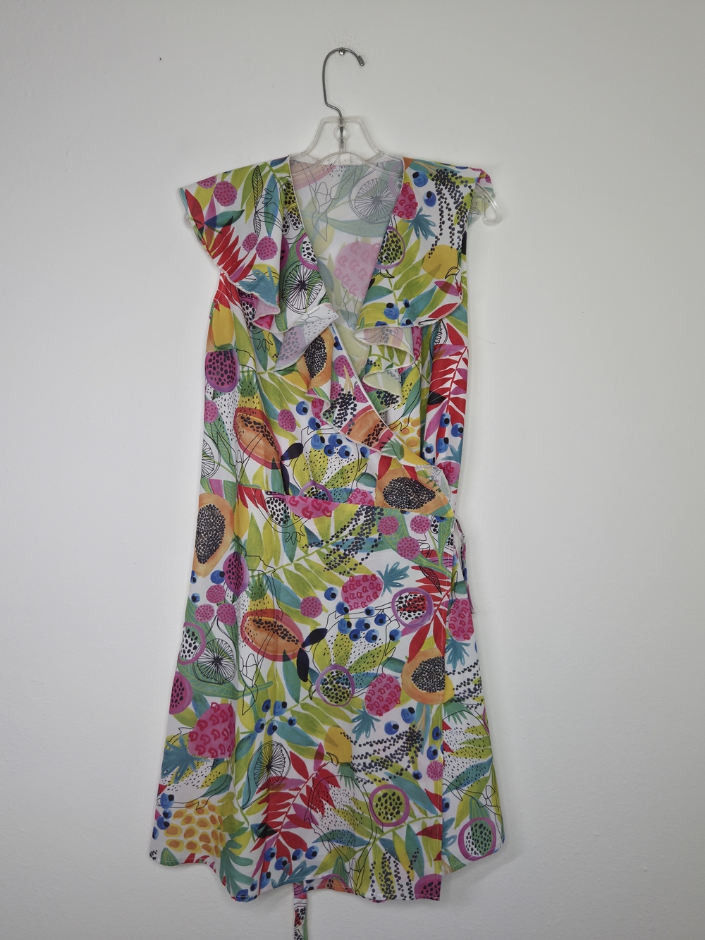Bright Multicolor Papaya Floral Midi Wrap Dress - Women S